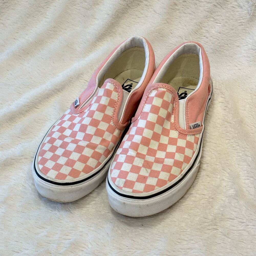 Vans Pink and White Checkered Kids Sneakers - Picture 2 of 8